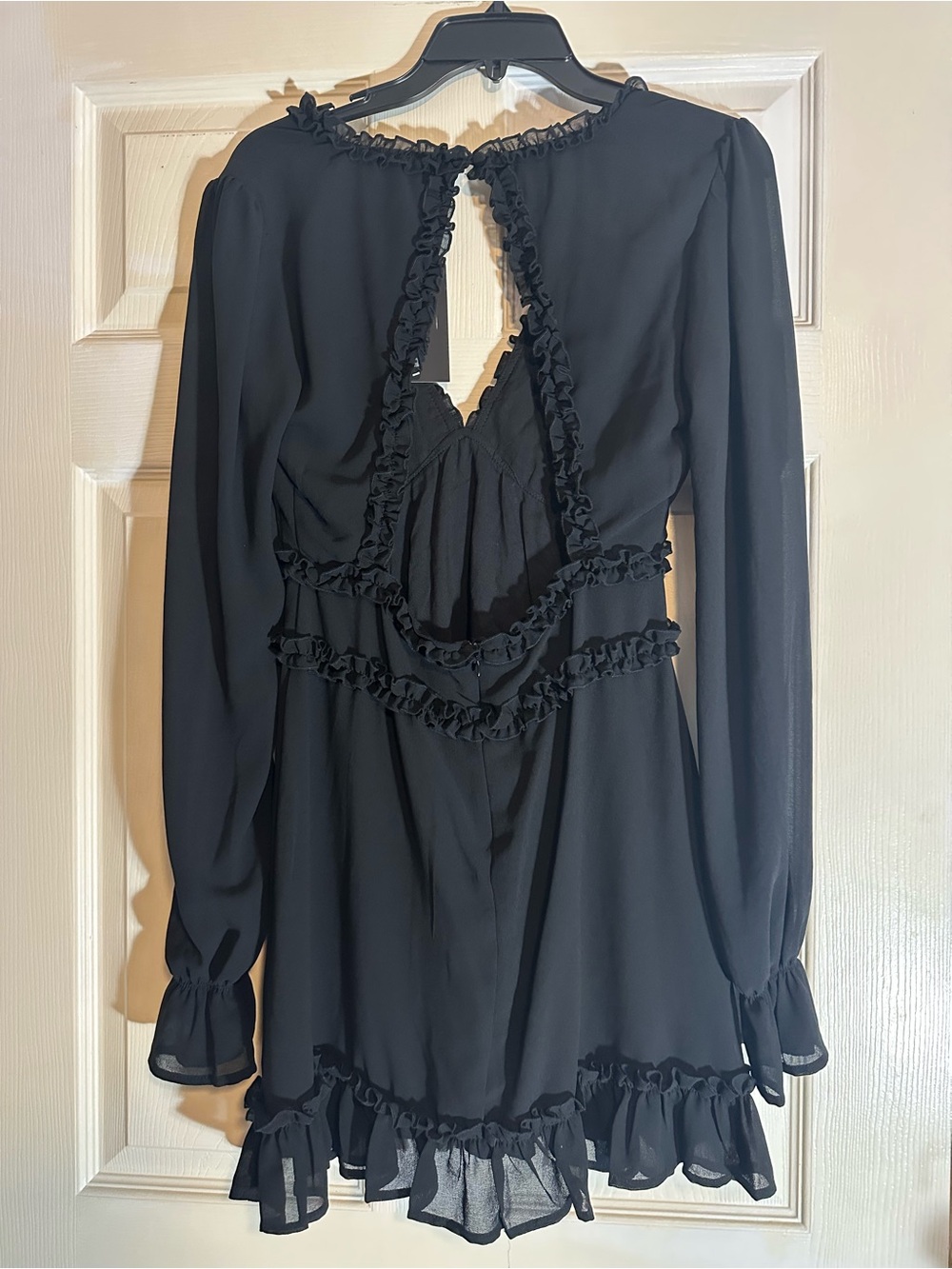 Fashion Nova Black Ruffle-Accent Long Sleeve Mini Dress - Picture 2 of 3